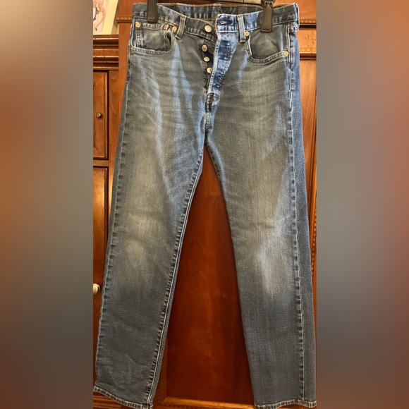 Levi 501 Button Fly Classic Blue Straight Leg Women's Jeans - Picture 2 of 3